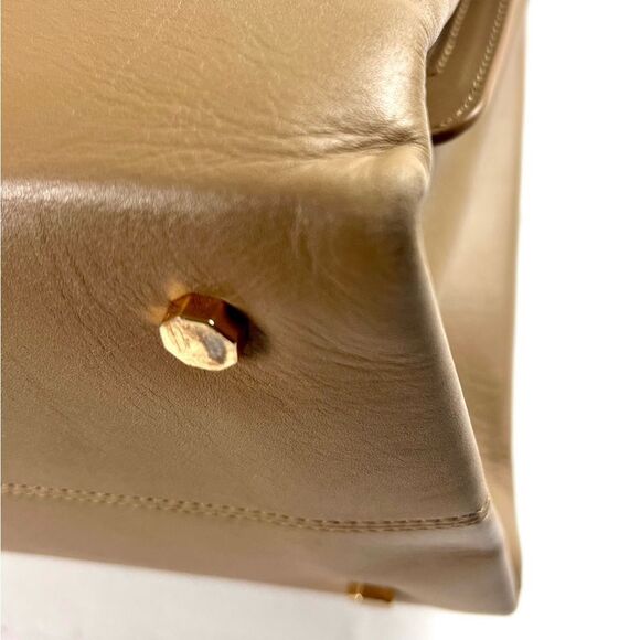 Luana Italy Double Zip Satchel/Crossbody Tan Leather Handbag - Picture 14 of 15
